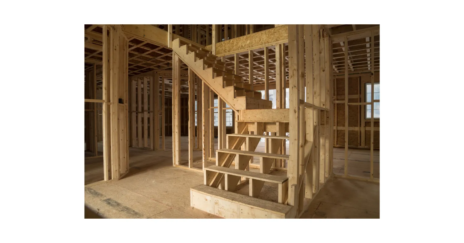 Interior framing under construction — stock photo for general reference, not an MCG project